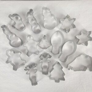 Lot 15 Metal Christmas Cookie Cutters Snowman Ugly Sweater Snowflake Tree Men